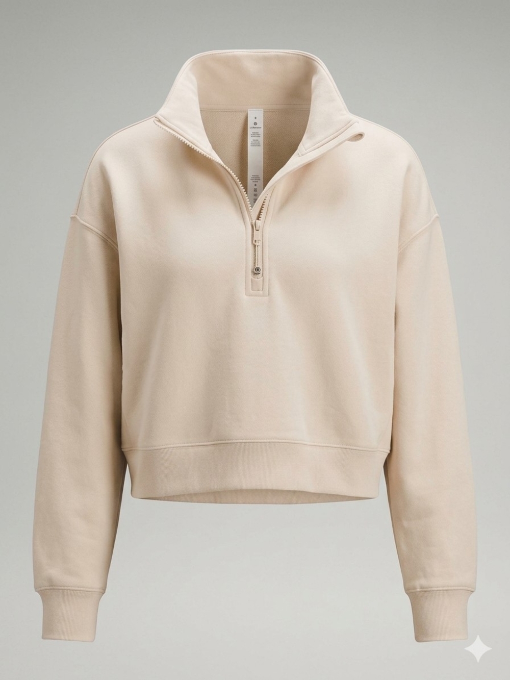 Fabletics Cropped Quarter-Zip Pullover in Beige yoga workout outdoor